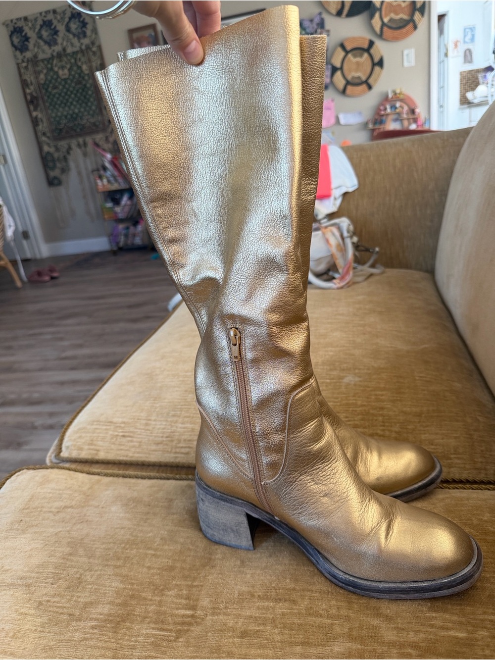Free people Metallic Gold knee high Women's Boots fall